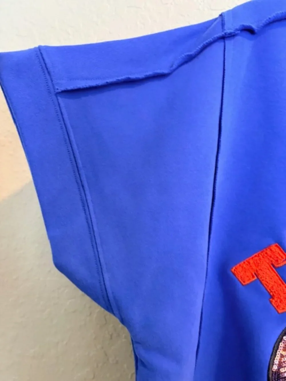 Anna & Ava Sequin Football Touch Down Cropped Oversize Sweatshirt Womens S/M NWT - Picture 7 of 14